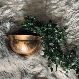 Vtg Hosley Solid Brass texture wall pocket planter